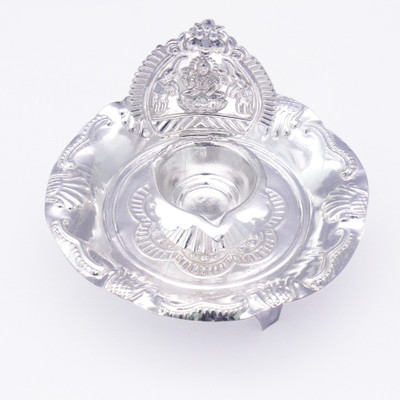 

G S Museum Laxmi Kumkum Pooja Plate Silver Plated(1 Pieces, Silver)