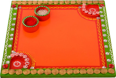 

eCraftIndia Embossed Wooden(3 Pieces, Orange, Green)
