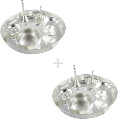 

GoldGiftIdeas 7PS Combo of Two Silver Plated(12 Pieces, Silver)