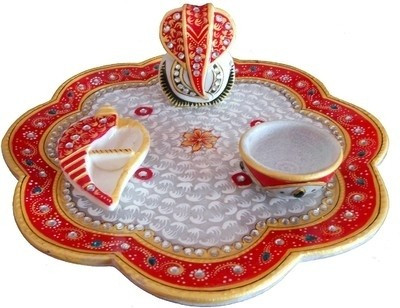 

Traditional Rajasthan Ganesh and Sindoor Chopra Marble(4 Pieces, Multicolor)