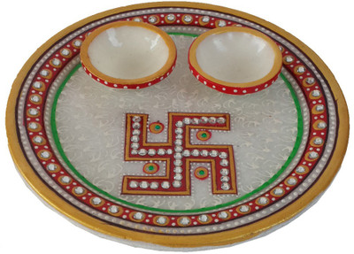

DivineCrafts Makrana Marble Kundan Studded Multiutility Marble(1 Pieces, Multicolor)