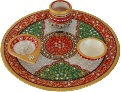 

DivineCrafts Makrana Marble Kundan Studded Multiutility Marble(1 Pieces, Multicolor)