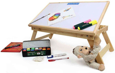 

Evana White Board Solid Wood Portable Laptop Table(Finish Color - Walnut Brown)