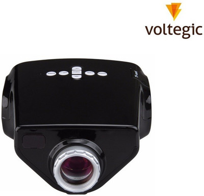 

Voltegic ® E03 Newest Mini LED Compact Home Theater Support HDMI USB DC VGA AV TV TF-Card Input 50 lm LED Corded Portable Projector(Black)