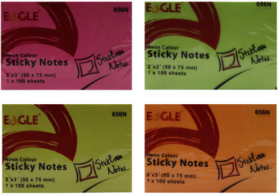 

Eagle Sticky Notes 100 Sheets Regular, 4 Colors(Set Of 8, Neon)