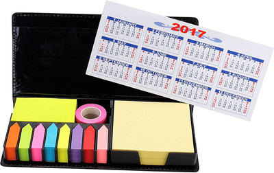 

7Trees Neon Colors 200 Sheets Sticky Note Pads/Index Tabs/Tape in Faux Leather Case with 2016 & 2017 Calendar, 10 Colors(Neon)