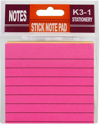 

PINZO Sticky Note Pad, Ruled, Neon Colors, 3 x3 inch - 100 Sheets Sticky Note, 5 Colors(Set Of 1, Multicolor)