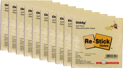 

Oddy Re-Stick Paper Notes 100 Sheets '3 X 3' Self Stick Repositionable Note Pad Yellow, 1 Colors(Set Of 10, Yellow)