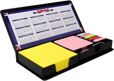 

7Trees Neon Colors 100 Sheets Sticky Note Pads/Index Tabs in Faux Leather Case with Ballpoint Pen & 2016 Calendar, 7 Colors(Neon)