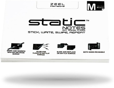 

STATIC STATIC NOTES 100 Sheets DRY ERASE, 1 Colors(Set Of 1, White)