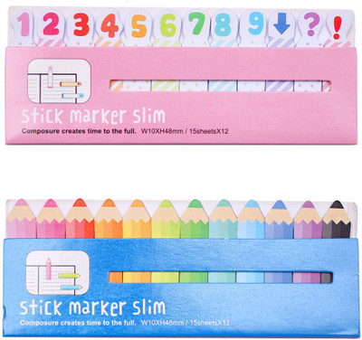 

Fusen Collection Sticky Marker Slim 180 Sheets Bookmarks, 2 Colors(Set Of 2, Blue, Pink)