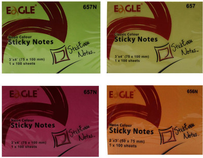 

Eagle Sticky Notes 100 Sheets Regular, 4 Colors(Set Of 8, Neon)