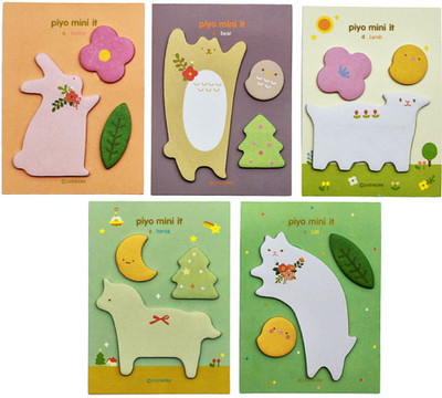 

Fusen collection Animal designs 20 Sheets Regular, 5 Colors(Set Of 5, Multi)