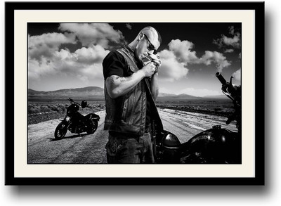 

Man Smoking on Bike Fine Art Print(10 inch X 14 inch, Framed)
