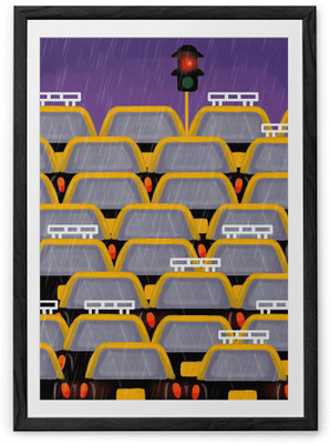 

Rainy Taxi Fine Art Print(36 inch X 24 inch, Framed)