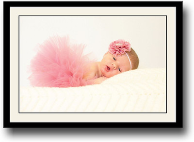 

Baby girl with pink flower Fine Art Print(10 inch X 14 inch, Framed)