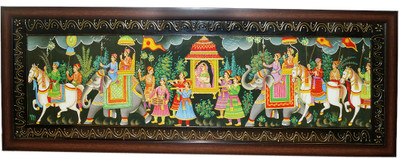 10% OFF on Rural With Frame Indian Rajasthani Shai Wedding Bridal Doli Painting Fine Art Print(14 inch X 39 inch)