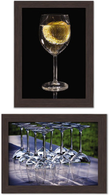 

Pack of 2 Framed Posters For Dining Room / Kitchen / Restaurant / Minibar / Bachelor Pad Room Photographic Paper(13.5 inch X 10 inch, Box Packing)