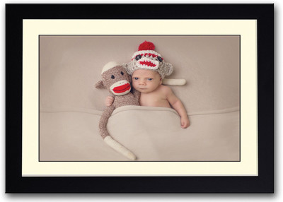 

Cute Baby With A Monkey Fine Art Print(14 inch X 20 inch, Framed)