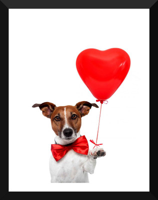 

Cute Dog with Heart - Premium Quality Ready To Hang Framed Poster (12 inch x 17 inch) Paper Print(17 inch X 12 inch)