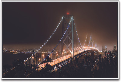 

Suspension Bridge at Night Paper Print(12 inch X 18 inch)