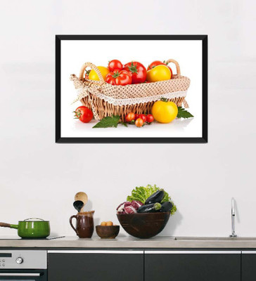 

Tallenge Art For Kitchen - Fresh Veggie Basket - Framed Art Print On Photographic Paper(18 inch X 12 inch, Framed)