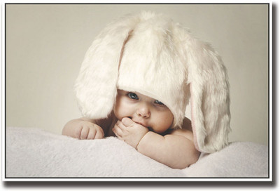 

Adorable baby with bunny hat Fine Art Print(12 inch X 18 inch, Rolled)