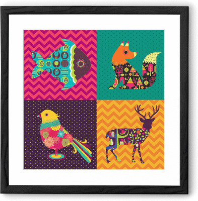 

Four Animals Fine Art Print(24 inch X 24 inch, Framed)