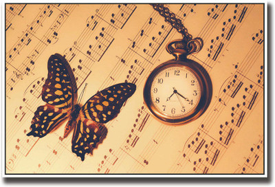 

Butterfly and clock Fine Art Print(12 inch X 18 inch, Rolled)