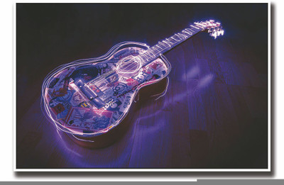

Posterhouzz Glowing Music guitar Fine Art Print(12 inch X 18 inch, Rolled)