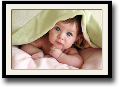 

Adorable baby in green Blanket Fine Art Print(10 inch X 14 inch, Framed)
