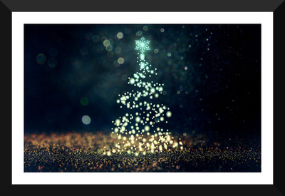 

Tallenge - Christmas Art - Tree Of Light - Medium Size Ready To Hang Framed Digital Art Print On Photographic Paper(18 inch X 11 inch, Framed)