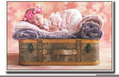 

Posterhouzz Cute Baby with pink flower hair band Fine Art Print(12 inch X 18 inch, Rolled)