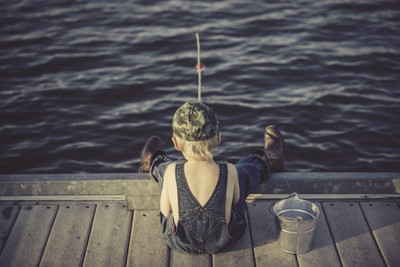 

Child's Love - Little Boy Fishing Paper Print(12 inch X 18 inch, Stretched)