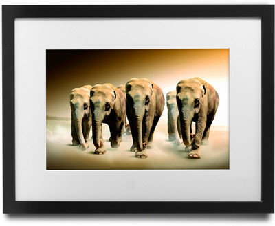 

Shaildha's Water Colour Painting Print of Herd On The Move Fine Art Print(9 inch X 11 inch)