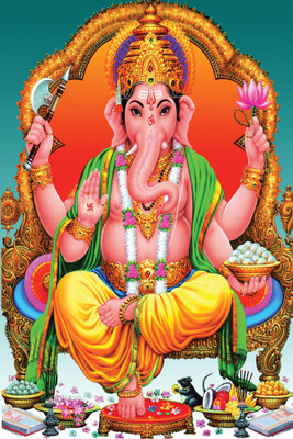 

ESP Creation Lord Ganesha Sitting 12x18 Inch Paper Poster Paper Print(18 inch X 12 inch, Rolled)