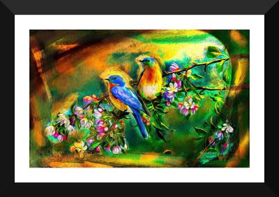 

Tallenge - Colorful Twin Birds - Premium Quality A3 Size Framed Poster Paper Print(17 inch X 12 inch, Framed)