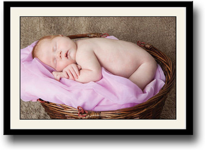 

Baby on a wooden basket Fine Art Print(10 inch X 14 inch, Framed)