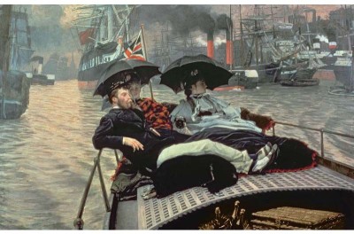 

Modern Masters Collection - On the Thames by James Tissot - Medium Size Ready To Frame Rolled Digital Art Print On Photographic Paper(27 inch X 18 inch, Rolled)