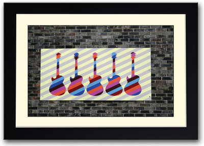 

Colorful Guitars in the Wall Fine Art Print(14 inch X 20 inch, Framed)