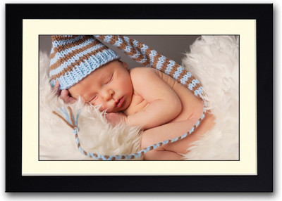 

Baby With Cute Blue Tail Hat Fine Art Print(14 inch X 20 inch, Framed)