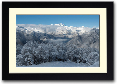Snow Covered Mountains Fine Art Print(14 inch X 20 inch, Framed)