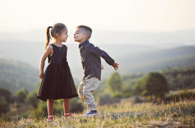 

Child's Love - Two playing friends Paper Print(12 inch X 18 inch, Stretched)