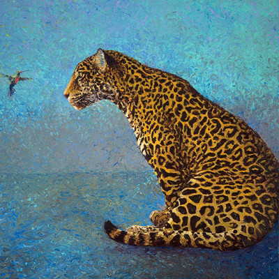 

Art For Kids Room Décor - Tiger With The Hummingbird - Medium Size Rolled Digital Art Print On Photographic Paper(18 inch X 18 inch, Rolled)