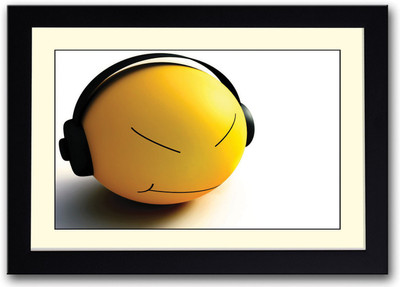 

Smiley Listening to Music Fine Art Print(14 inch X 20 inch, Framed)