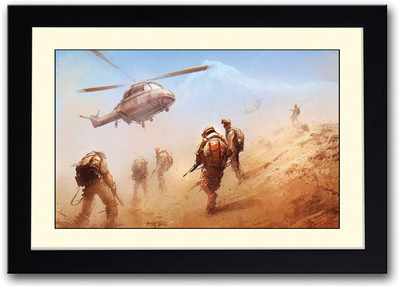 Military Helicopter Art Fine Art Print(14 inch X 20 inch, Framed)