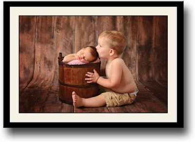 

Boy kissing cute newborn baby Fine Art Print(10 inch X 14 inch, Framed)