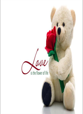 

Posterhouzz Cute Teddy With Rose Paper Print(18 inch X 12 inch, Rolled)