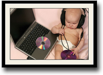 

Newborn enjoying music Fine Art Print(10 inch X 14 inch, Framed)