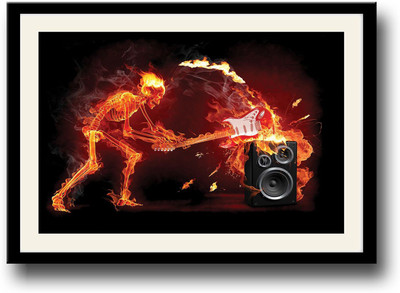 

Burning Guitar Fine Art Print(10 inch X 14 inch, Framed)